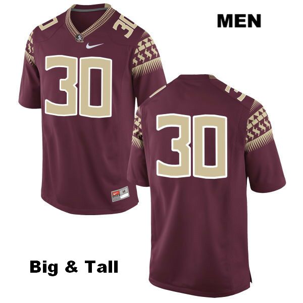 Men's NCAA Nike Florida State Seminoles #30 Jalen Wilkerson College Big & Tall No Name Red Stitched Authentic Football Jersey SYR1169CE